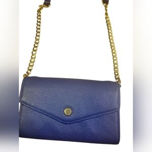 EUC Women's Leather Phone Wallet Gold Tone Removable Strap Crossbody Purse Bag